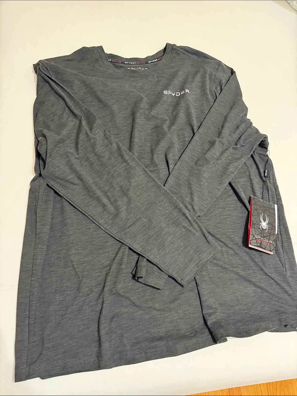 Spyder Men’s Long Sleeve Crew Shirt - Charcoal Gray XLT